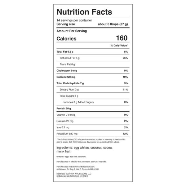 chocolate protein powder nutrition facts