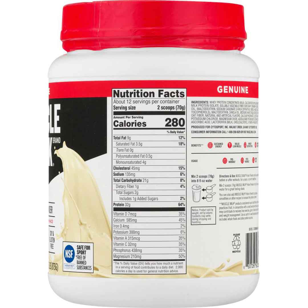 muscle milk protein powder nutrition facts
