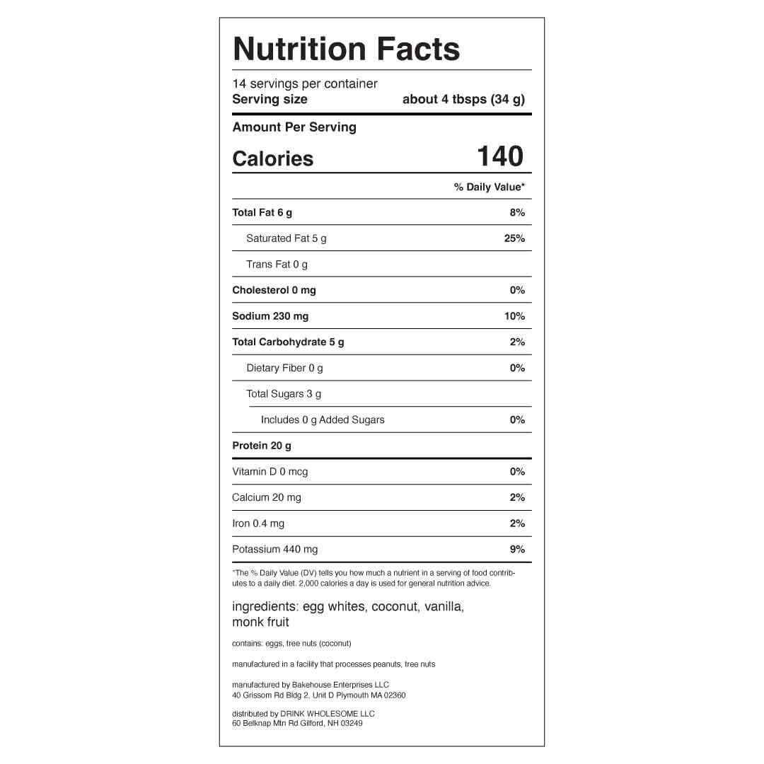 vanilla protein powder 14 servings nutrition facts