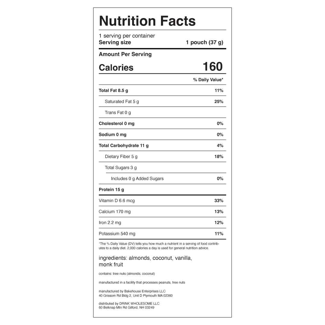 vegan vanilla protein powder sample nutrition facts