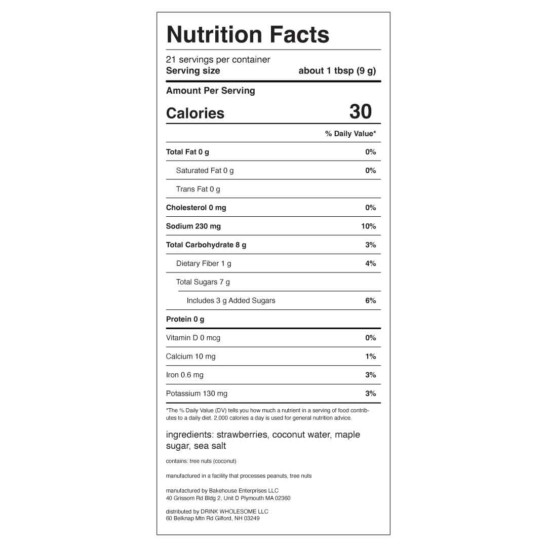 strawberry hydration powder nutrition facts