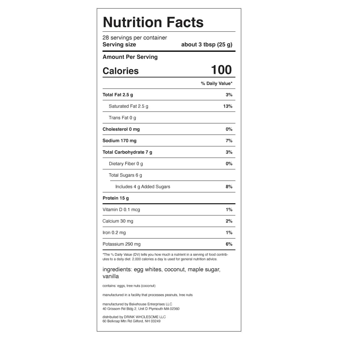 vanilla protein powder 28 servings nutrition facts